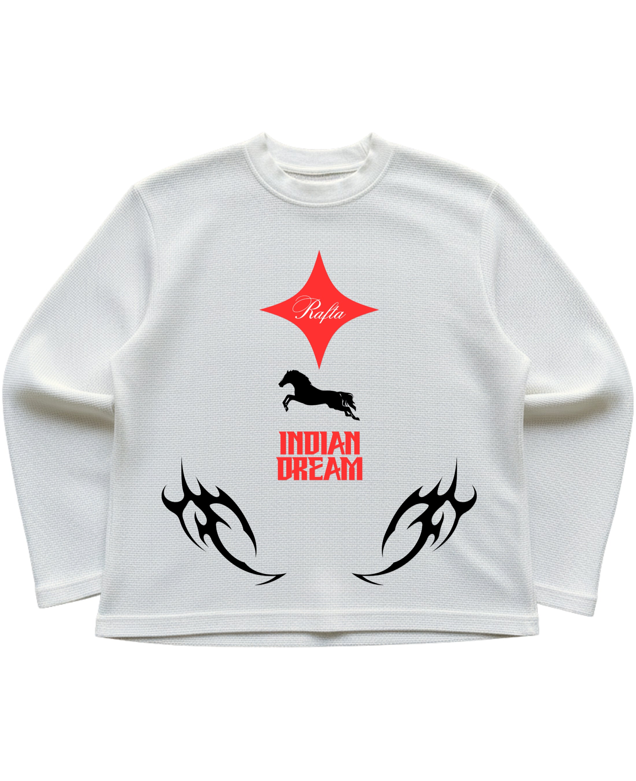 Off-white waffle knit oversized full-sleeve Front Design