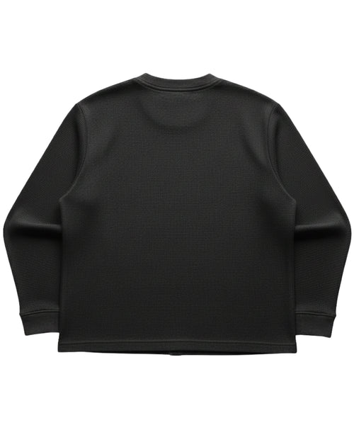 Black waffle knit oversized full-sleeve Back Design