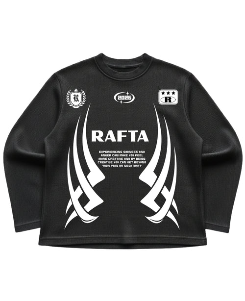 Black waffle knit oversized full-sleeve Front Design