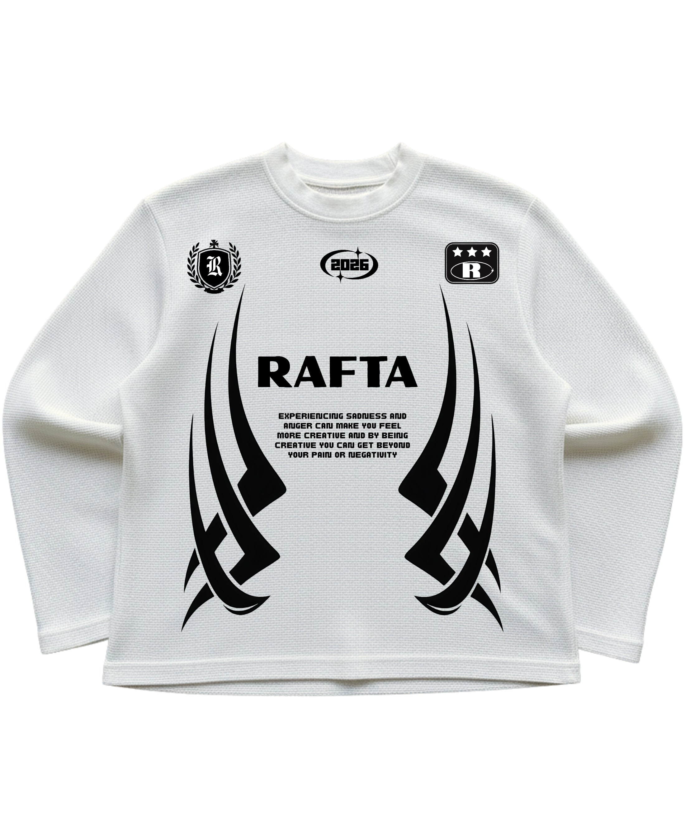 Off-white waffle knit oversized full-sleeve Front Design