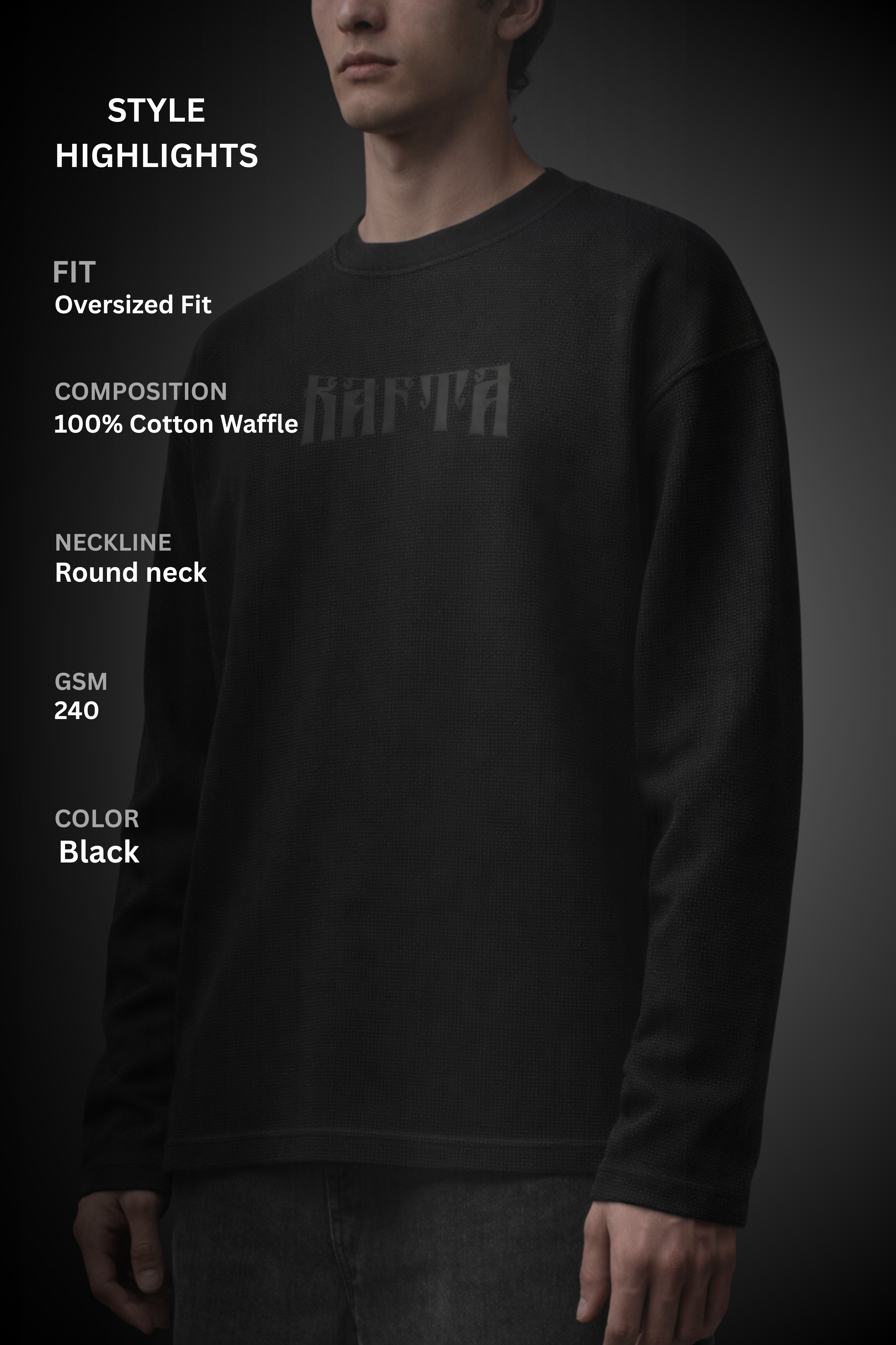 Black Waffle Oversized T shirt