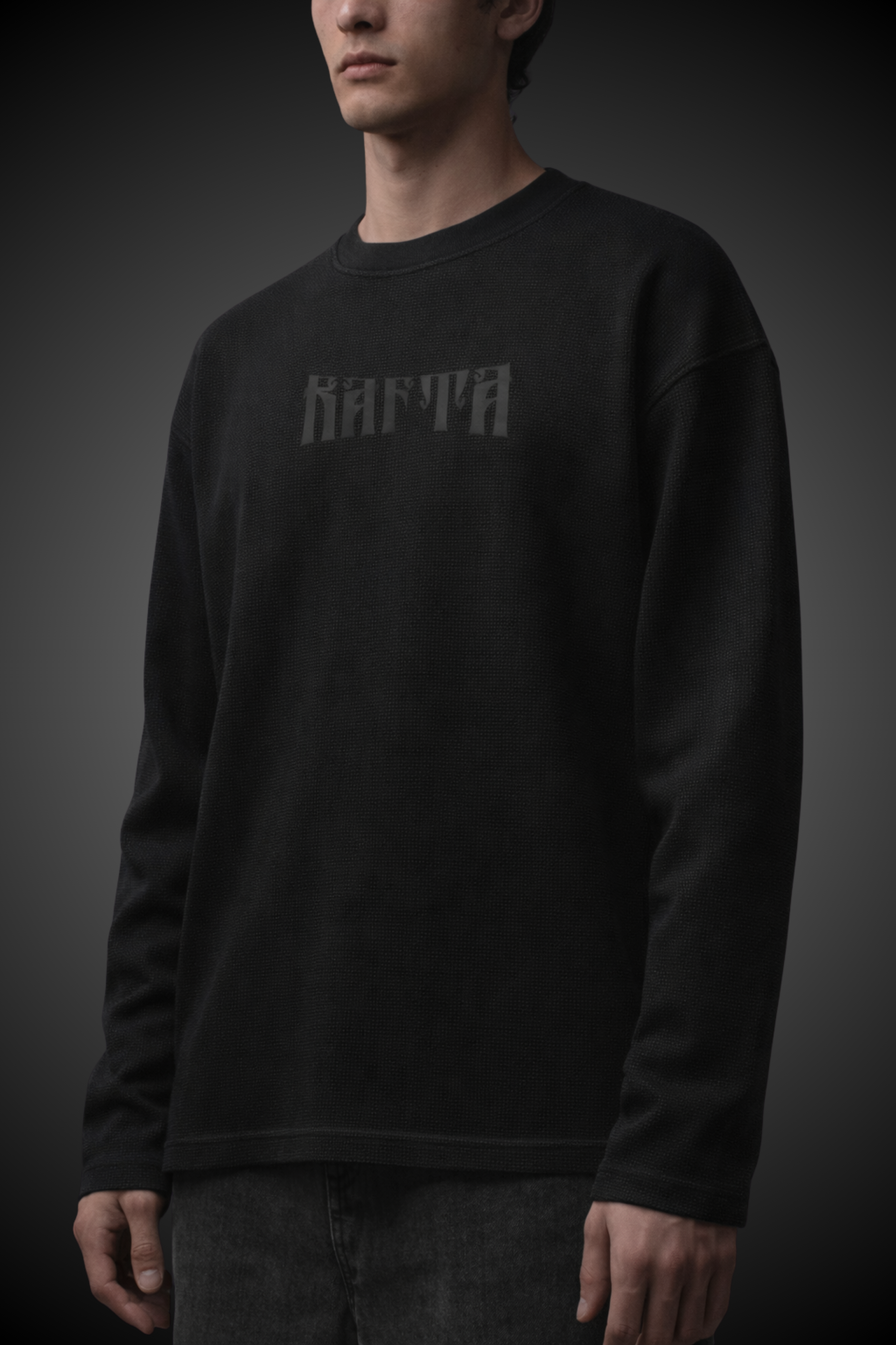 Black Waffle Oversized T shirt