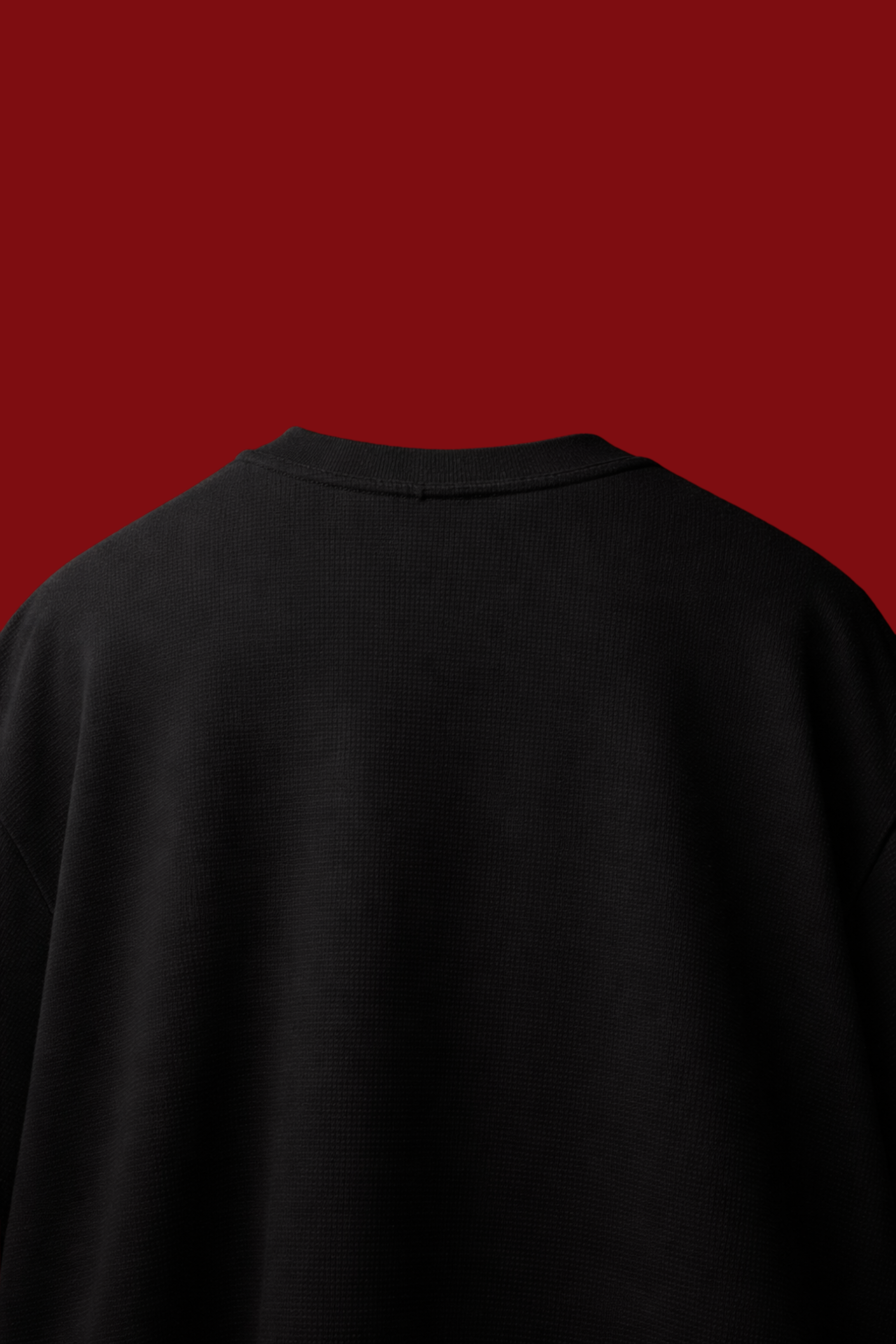 Classic Full-sleeve black waffle Oversized Tshirt